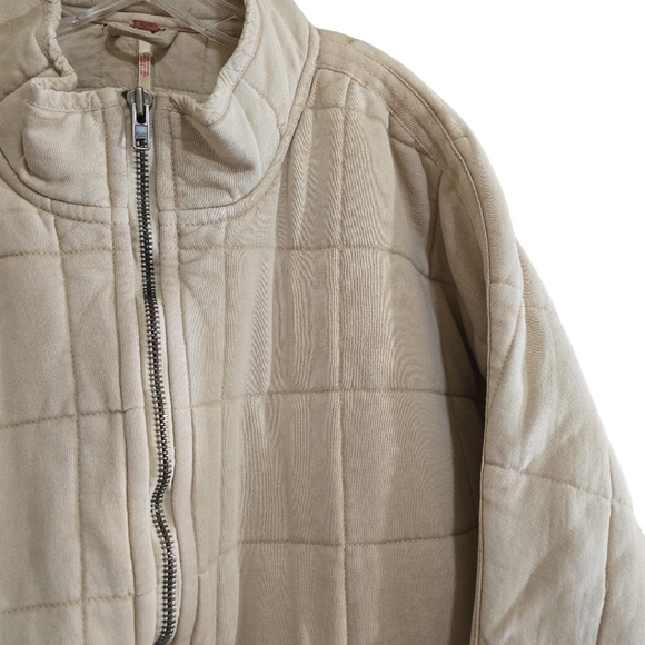 Free People Dolman Quilted Knit Jacket In Vanilla Creme XL Oversized Casual - Picture 10 of 15